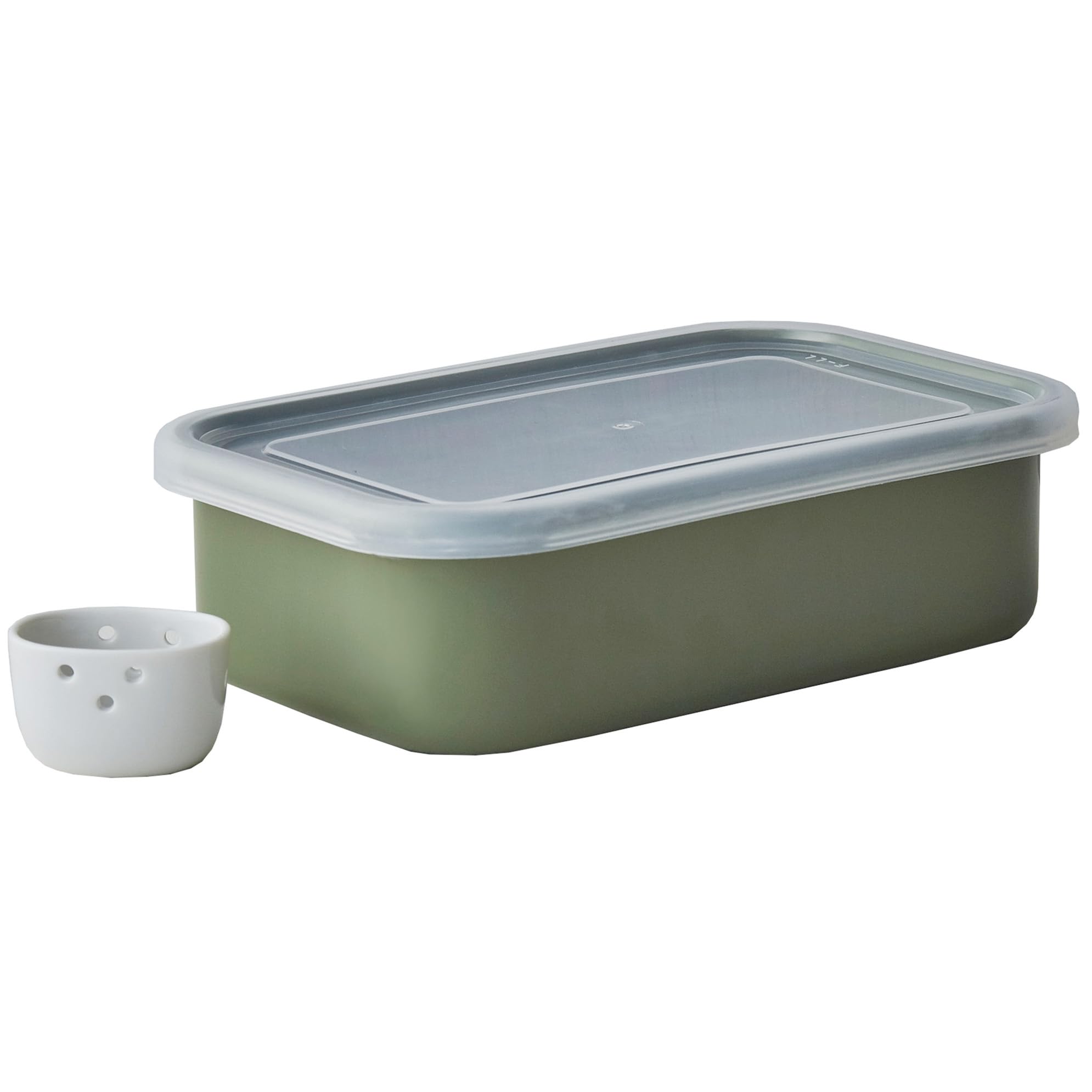 野田琺瑯(Nodahoro) ぬか漬け 小町 冷蔵庫 用 保存容器 蓋 水取 水抜 器 付き オリーブ 日本製 の商品画像