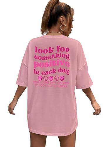 Pink Tops For Women Shein SheIn Women's Letter Print Oversized T