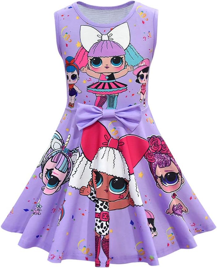 MagJazzy Little Girls Casual Dress Sleeveless Digital Printing Pageant Party Gown Birthday Dress
