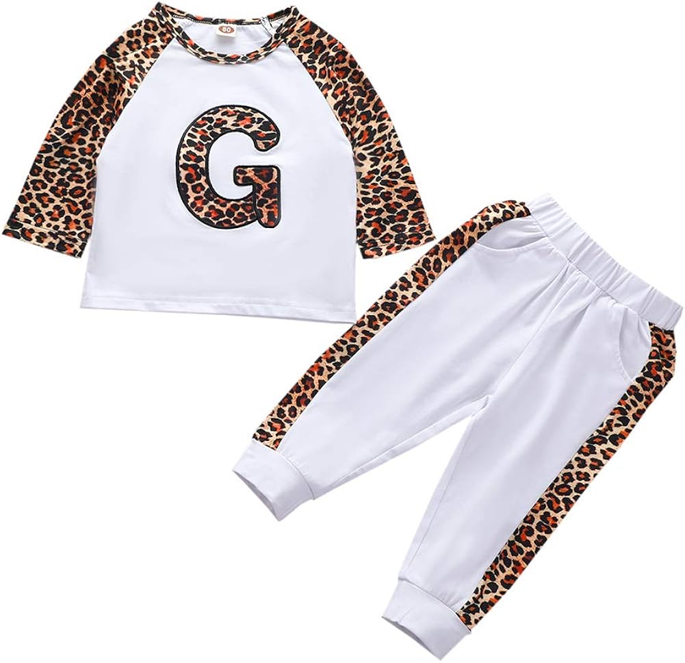 URMAGIC Girls Sweatsuit Toddler Baby Girls Leopard Long Sleeve