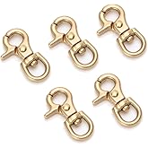 WUTA Solid Brass Trigger Snap Hooks Lobster Clasps Swivel Trigger Snap Hooks for Straps Bags Belting Leathercraft Heavy Duty Clips