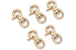 WUTA Solid Brass Trigger Snap Hooks Lobster Clasps Swivel Trigger Snap Hooks for Straps Bags Belting Leathercraft Heavy Duty Clips