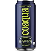 Coaqua Sparkling Coconut Water, 12 Pack, Natural Electrolytes for Hydration, Refreshing Sparkling Electrolyte Drink, Pure Coconut Water Not from Concentrate, Fat Free, 16.9 Fl Oz Cans