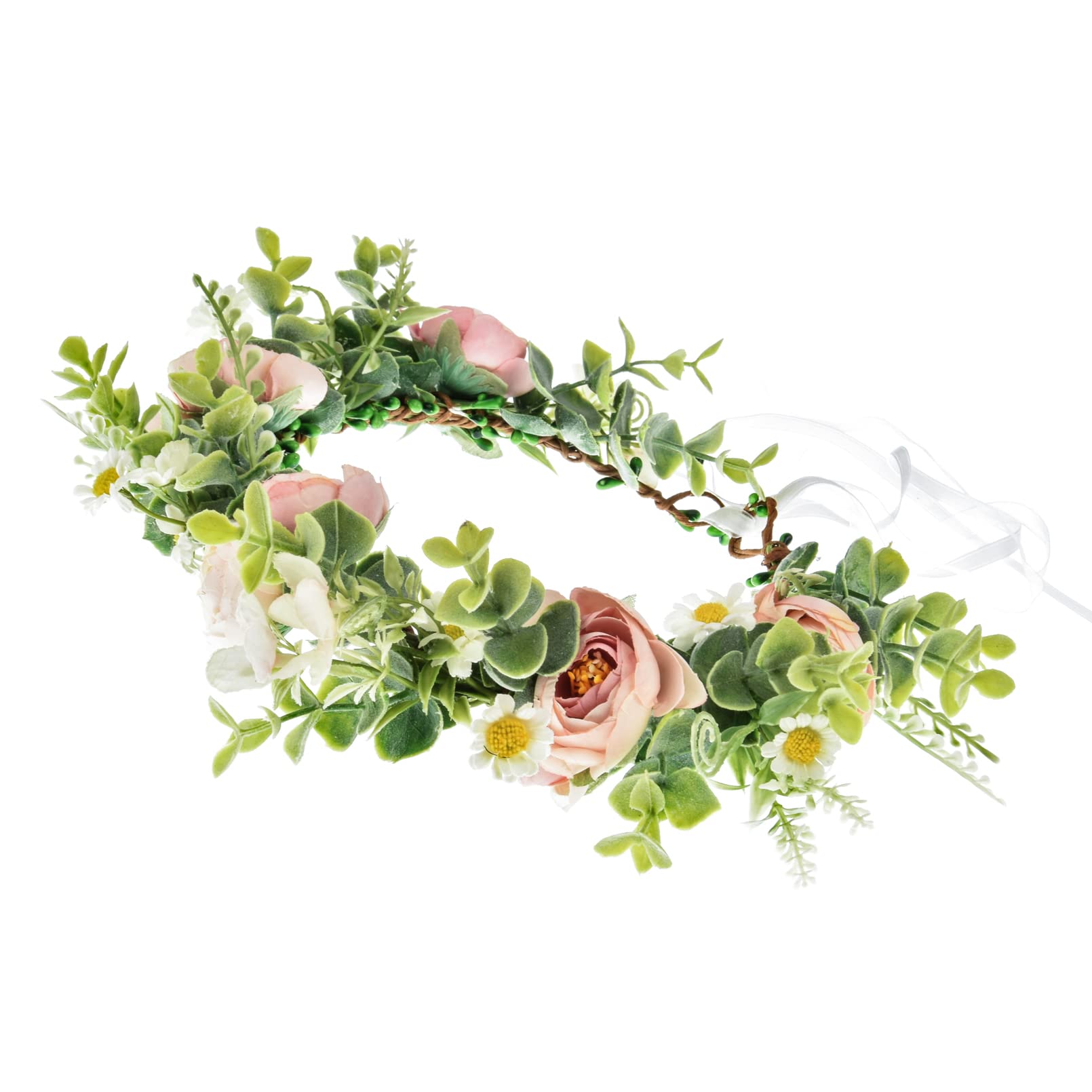 Floral Fall Camellia Flower Crown Rose Headpiece Wedding Bridal Flower Girl Halo Maternity Photo Props FL-03 (Camellia Baby Pink)