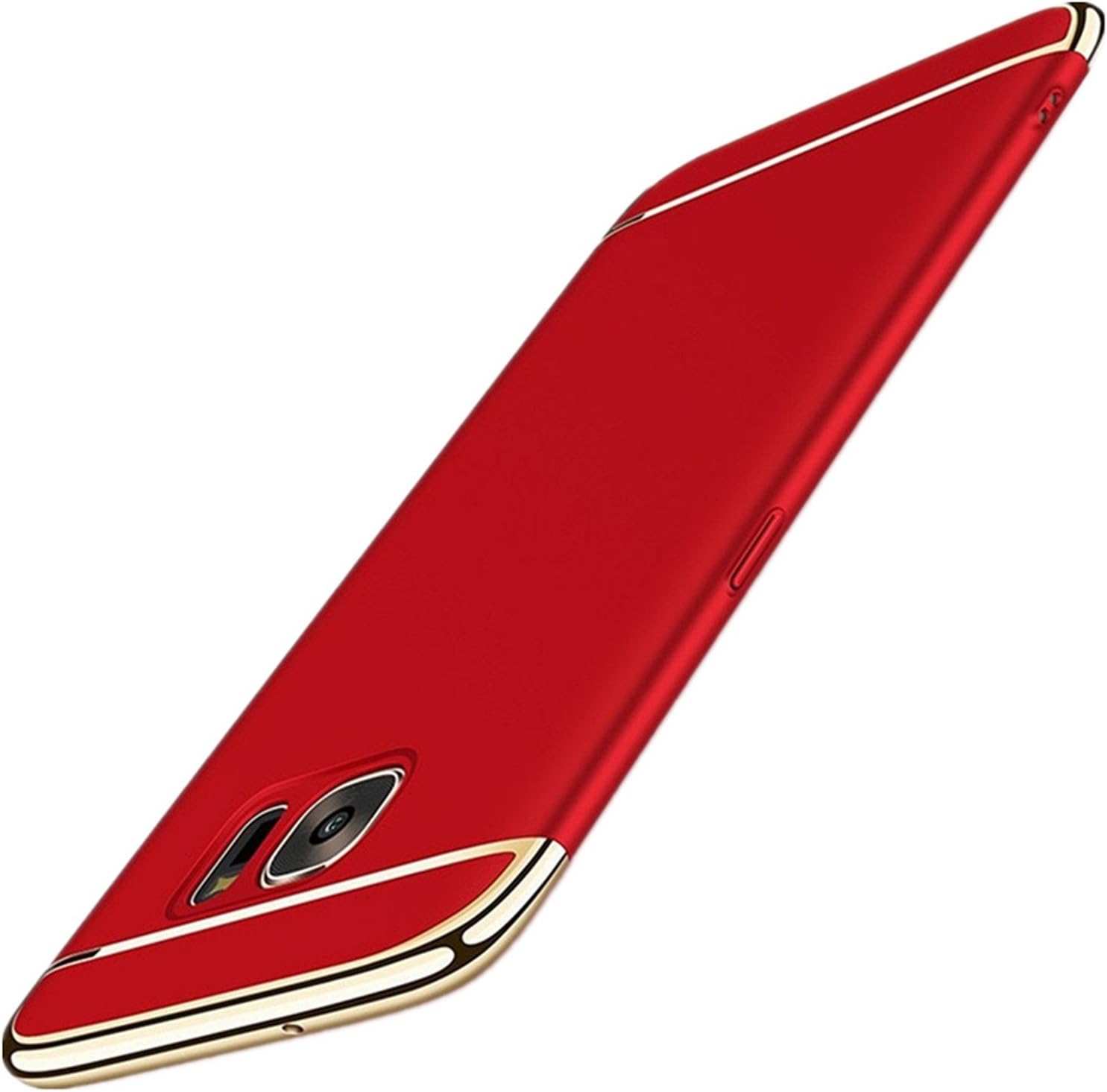 Matop Compatible for Samsung Galaxy S6 Edge Plus Case，3 in 1 Ultra Thin 360 Degree Full Body Protection PC Shockproof Electroplate Bumper No-Slip Anti-Scratch Plating Frame Cover (Red)