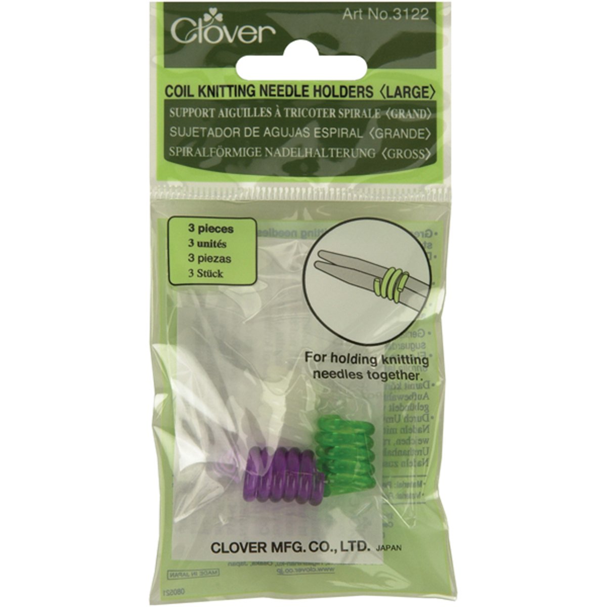Clover Coil Knitting Needle Holder Large, Other, Multicoloured, 3.27 x 8.45 x 14.72 cm