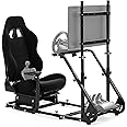 Dardoo g923 Racing Simulator Cockpit with Monitor Mount and Black Seat Adjustable Fits For Logitech g29 g920, Thrustmaster t300 Simulated Cockpit Without Shifter, Wheel, Pedals and Display