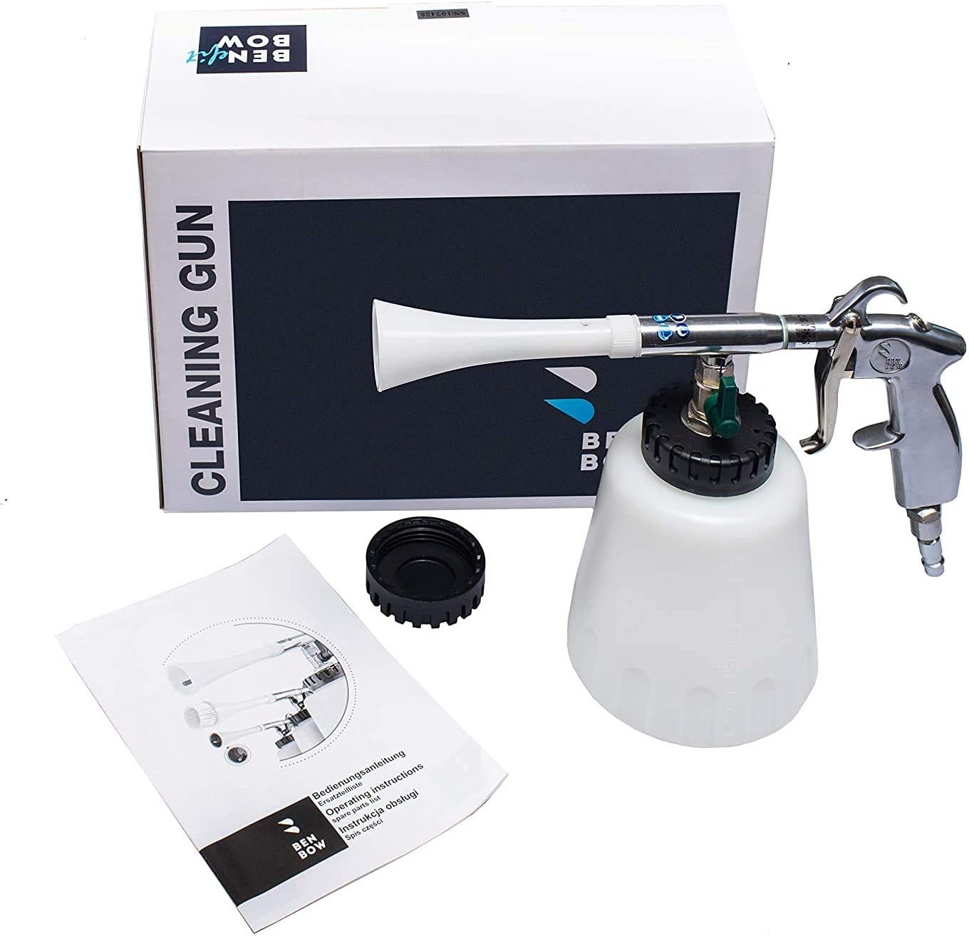 BenBow Air Cleaning Gun Blue Storm PRO, car wash gun durable and robust, rotatable plug nipple