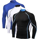 2/3 Pack Men's Compression Shirts Long Sleeve Workout Shirts Mock Turtleneck Athletic Base Layer Active Undershirts Tops