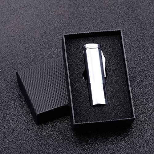 BS Cigar Cutter and Lighter Set, Cigar Punch Lighter Triple Jet Flame Butane Cigarette Torch Lighter (Silver)