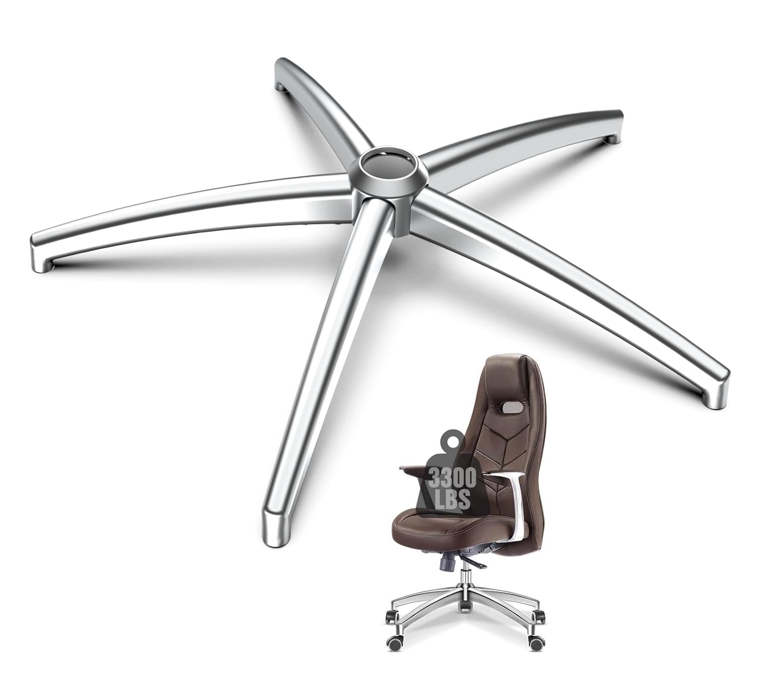 Photo 1 of Lipshome Office Chair Base Replacement (3300 lbs) - Heavy Duty Alloy Office Chair Base Replacement, Office Chair Reinforced Metal Legs, Universal Gas Cylinder and Caster Socket