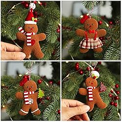3 Pack Plush Gingerbread Man or Lady Ornaments for