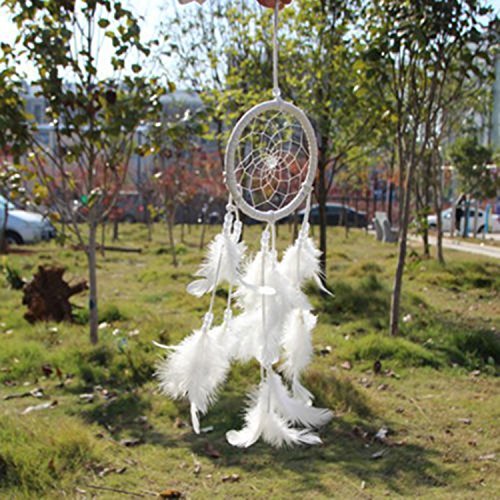MIC New! Circle-Shaped Dream Catcher with Feathers Wall Hanging Decoration Ornament for Car or Wall Hanging - Thumbnail 2