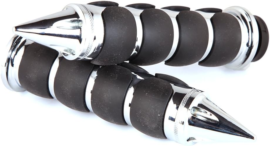 Pair of 1" Dual Motorcycle Bar End Hand Grips Handlebar for Cruisers Harley Yamaha Suzuki-Silver: Automotive