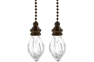 PENCK Decorative Fan Pull Chain Ornament Set Lamp Pull Extension for Light Fan with 12 Inch Bronze Chains and Crystal Glass Pendant Decor, Pack of 2