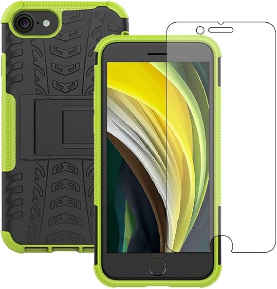 Yiakeng Iphone Se Iphone 7 8 4 7 Case And Screen Protector Shockproof Silicone Protective With Kickstand Hard Phone Cover For Iphone Se Iphone 7 8 Green Amazon Co Uk Electronics Photo