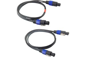WJSTN 4-Pole Speakon to Speakon 4 Conductor Cables, 12 AWG Speaker Cable Wire with Twist Lock (2 Pack/3FT)