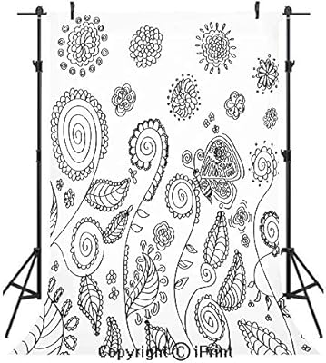 Amazon Com Floral Photography Backdrops Doodle Style Circular