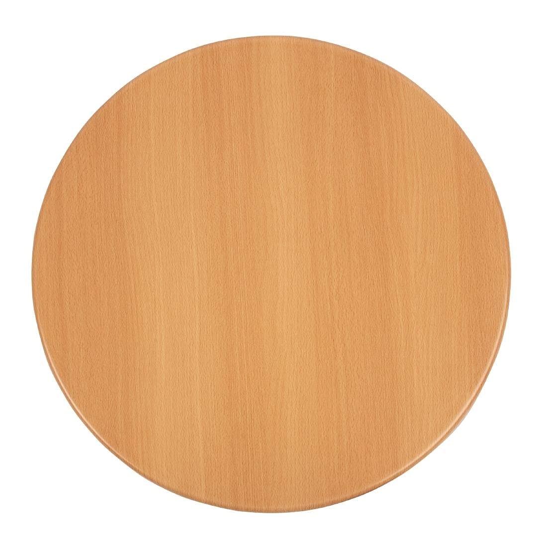 Bolero Pre-drilled Round Tabletop 600(Dia) mm, Beech Effect, Size: 30 x 600 mm, Indoor Use, Honeycomb Core Heat Resistant GG642