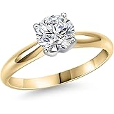 Gem Stone King 1.50 Cttw Round Lab Grown Diamond Solitaire Engagement Ring for Women | 14K 2-Tone Gold | IGI Certified | E-F Color | VS1-VS2 Clarity | Available In Size 5, 6, 7, 8, 9