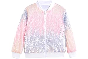 YIYI Sequin Jackets for Girls Kids Boys Glitter Sparkle Bomber Varsity Birthday Party Shiny Outwear Clothes