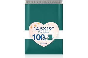 GSSUSA 100PCS Large Poly Mailers 14.5X19, Strong Adhesive Shipping Bags for Small Business, Waterproof Mailer Bags and Tear Resistant Mailers Poly Bags for Shipping in Dark Green