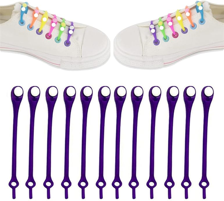 YJHY Lazy Elastic Shoelaces TieFree Laces 12 PCS Silicone Round