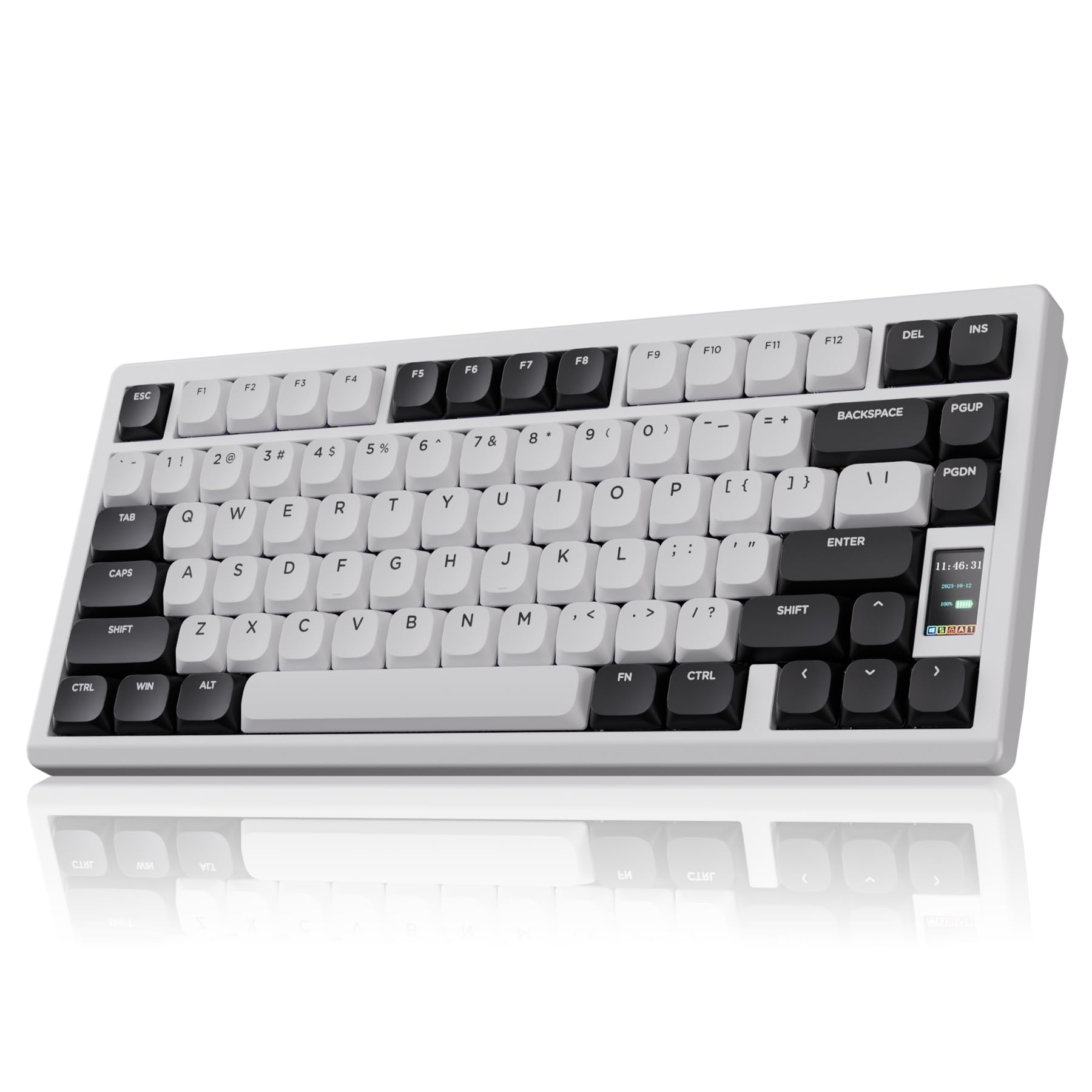 Photo 1 of Chilkey ND75 LP Low Profile Aluminum Mechanical Keyboard, 75 Percent Wireless Gaming Keyboard w/Screen, Tri-Mode, Quick Disassembly, RGB Backlit Key Board for Laptop Office PC (White)