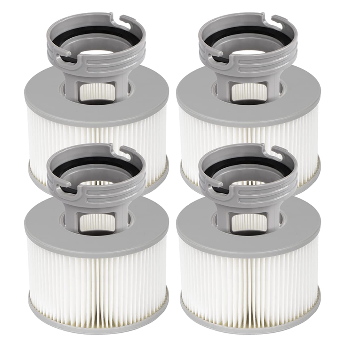 YanBan 4 Set Hot Tub Filters+ Screw-in Base Adaptor for MSpa Inflatable Pools, Enhanced Version Filter Cartridge Pump Fit for MSPA all Current Hot Tubs