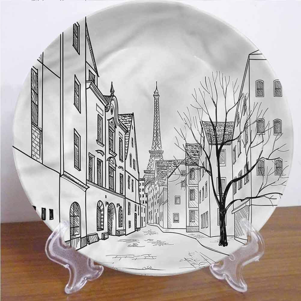 10 Inch Cityscape Ceramic Dinner Plate Paris Street Art