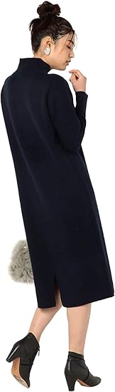 Amazon Co Jp ノーリーズ Nolley S カシミヤブレンド天竺ハイネックニットワンピース 9 0035 6 02 0 38 ネイビー 服 ファッション小物