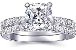 Dainty Life 2 Carat Round 3PCS / 2PCS / 1PCS Engagement Ring for Women | Wedding Rings | Fake Diamond Ring | 18K White Gold Women's Band Ring Size 4-11