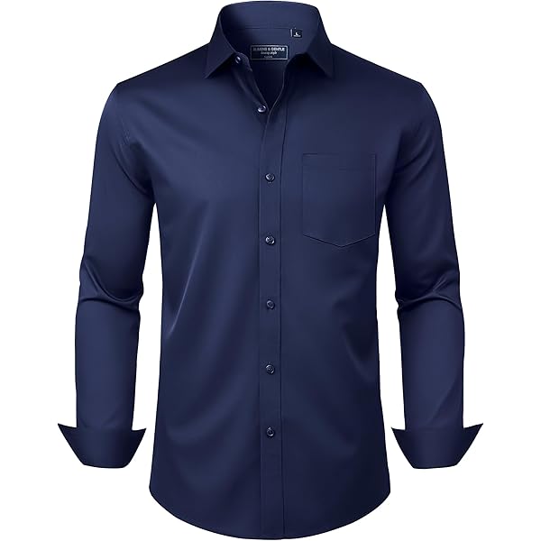 Amazon.com: PJ PAUL JONES Men's Slim Fit Satin Business Casual Dress Shirt  Untucked Shirt for Men Wedding Guest Navy Blue : Clothing, Shoes & Jewelry
