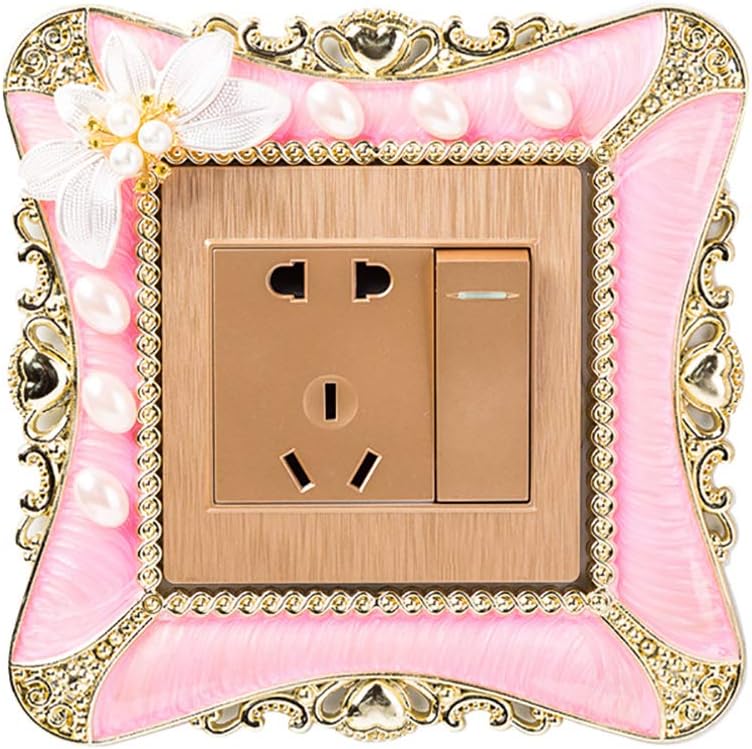 MG554zy0 Pearl Flower Switch Sticker Square Cover Wall Light Socket Home Bedroom Decor Pearl Flower Switch Sticker Square Cover Wall Light Pink
