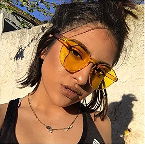 O2 Eyewear 7109 Premium One Piece Design Rimless Sunglasses Ultra-Bold Colorful Transparent Candy Mono Block (One Piece, YELLOW)