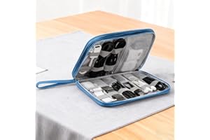 Travel Cable Accessories Bag,Electronic Organizer Case for Cable,Cord,Charger,Phone-(Blue/L)