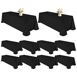 10 Pack Polyester Tablecloths, Black 90 x 132 Inch