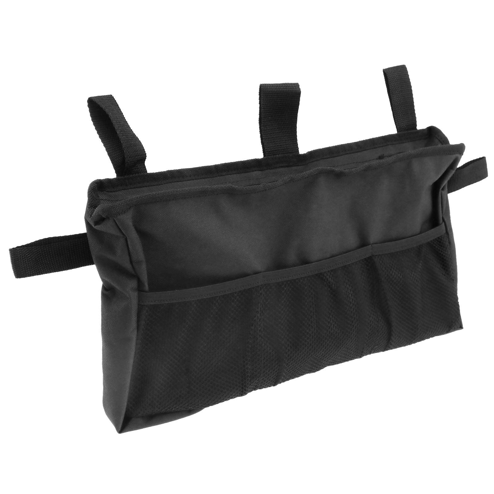 SING F LTD Folding Walker Bag Wheelchair Side Pouch Rollator Pouch Bed Rail Organizer Aid Bag Basket Accessories Adjustable Elderly 40.5x23cm Black
