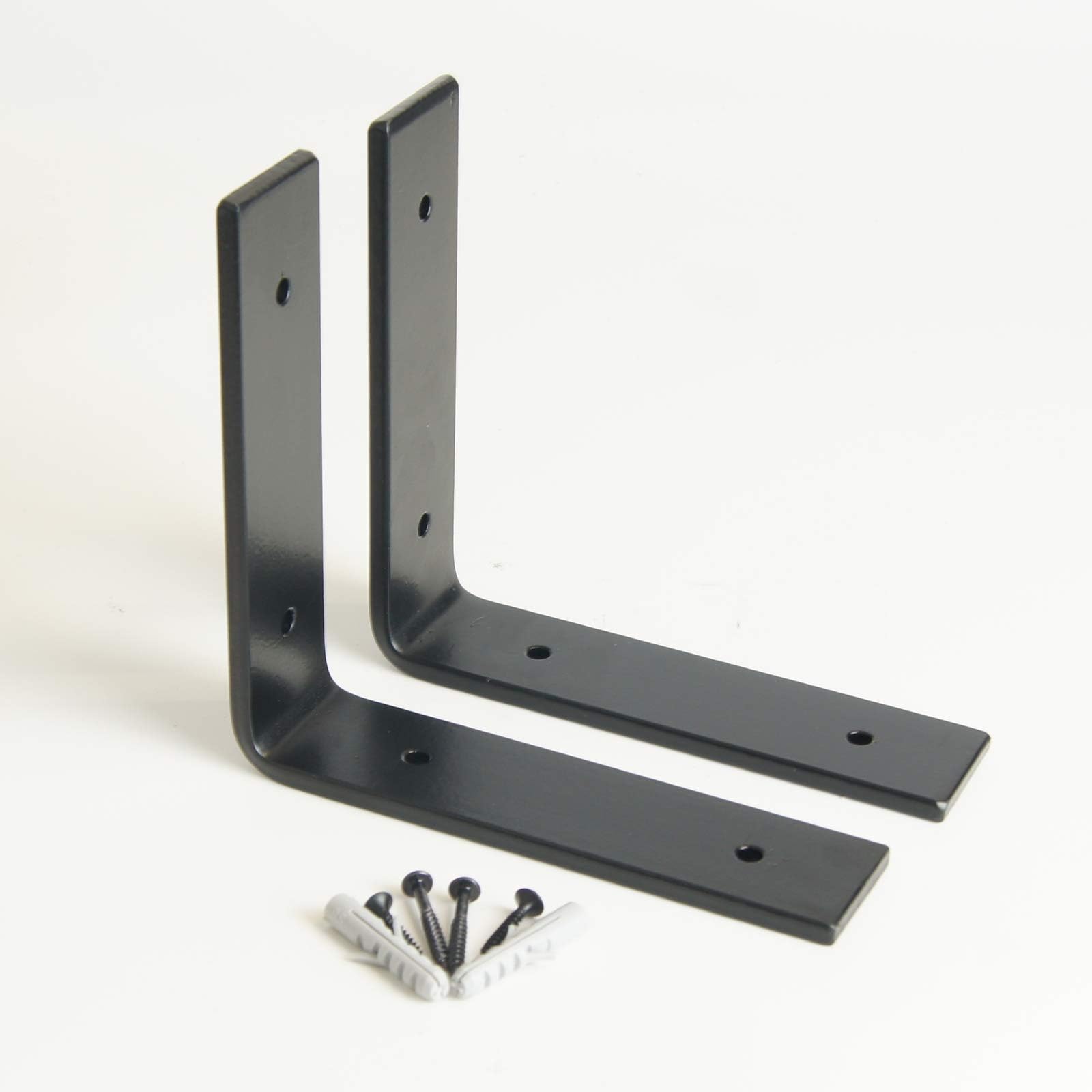 Rustic Scaffold Board Heavy Duty Shelf Brackets/Shelving Industrial Iron/Steel (Pair) by BMF Direct® (150x150mm (~6″x6″) Black)