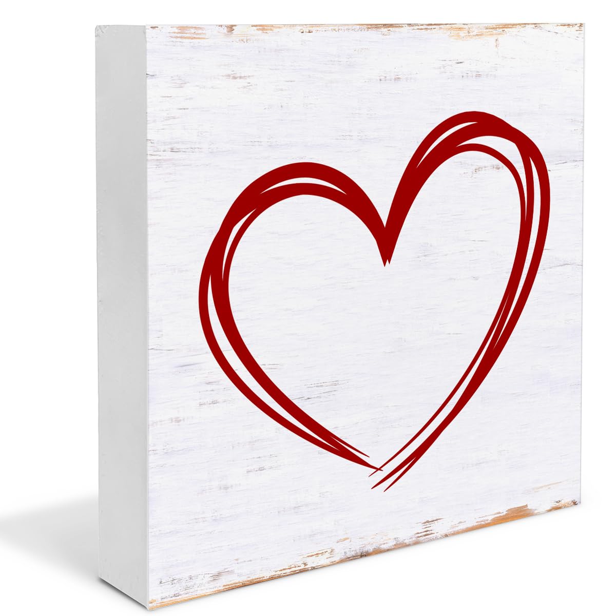 Photo 1 of Valentines Decor Valentines Day Decorations Rustic Heart Wooden Sign Home Bedroom Decor for Desk Table Shelf 5 x 5 Inches