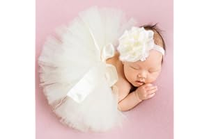 Ylsteed Newborn Girls Photography Prop Infant Tutu Skirt Newborn Lace Tulle Skirt Girl Photo Shoot Outfits Infant Princess Costume Clothes Photo Props-Beige