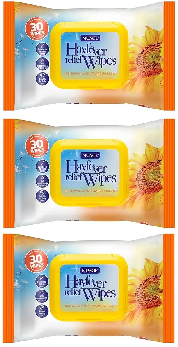 Hay Fever Wipes X 3 Pack = 90 Wipes - Allergy Relief for Adults Kids - hay-Fever Vegan (3 Pack)