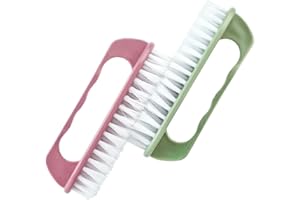 Amaxiu Hand Nail Cleaning Brush, 2 Pcs Durable Stiff Bristles Fingernails Scrub Cleaner with Handle Heavy Duty Deep Scrubber Cleaning Under Nails for Mechanics Gardeners Men(Pink, Green)
