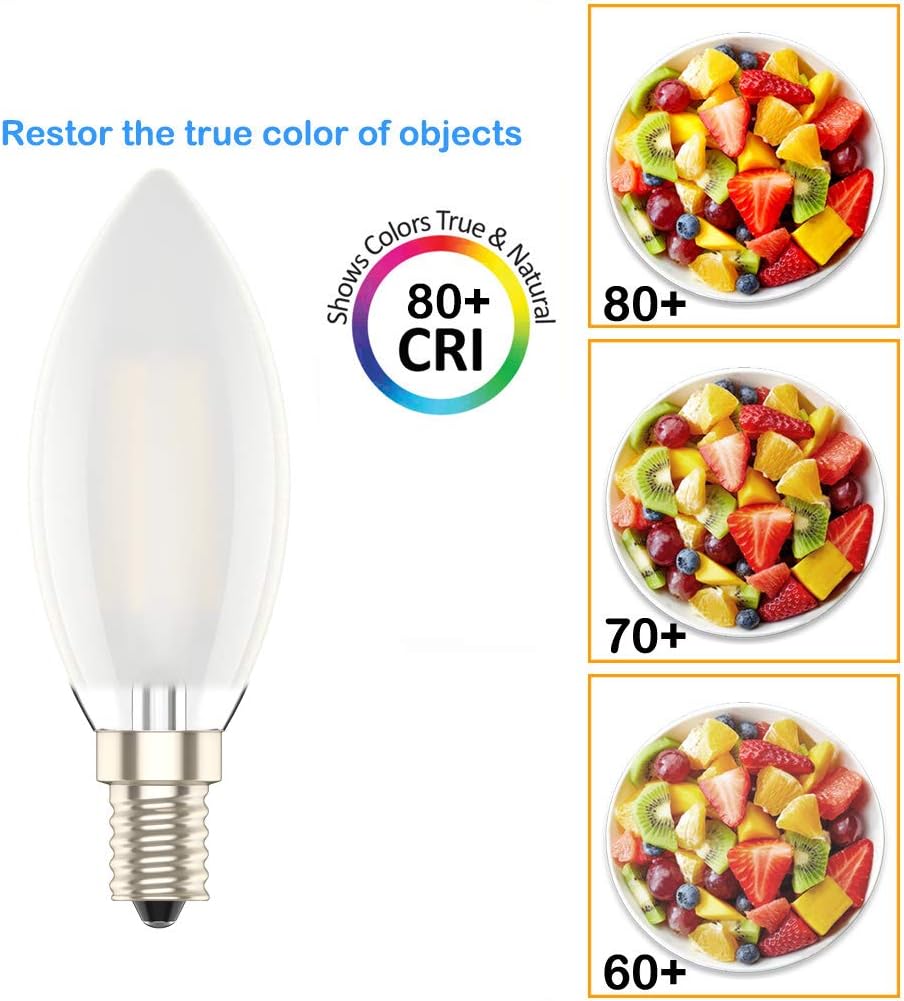 E14 Dimmable Led Candle Bulb,C35 SES Small Edison Screw,4w Equivalent 40w, Warm White 2700K (2, Warm White) - Image 4
