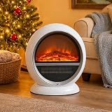 Marco Paul 1500W White Freestanding Electric Fireplace Heater with LED Flame view 9