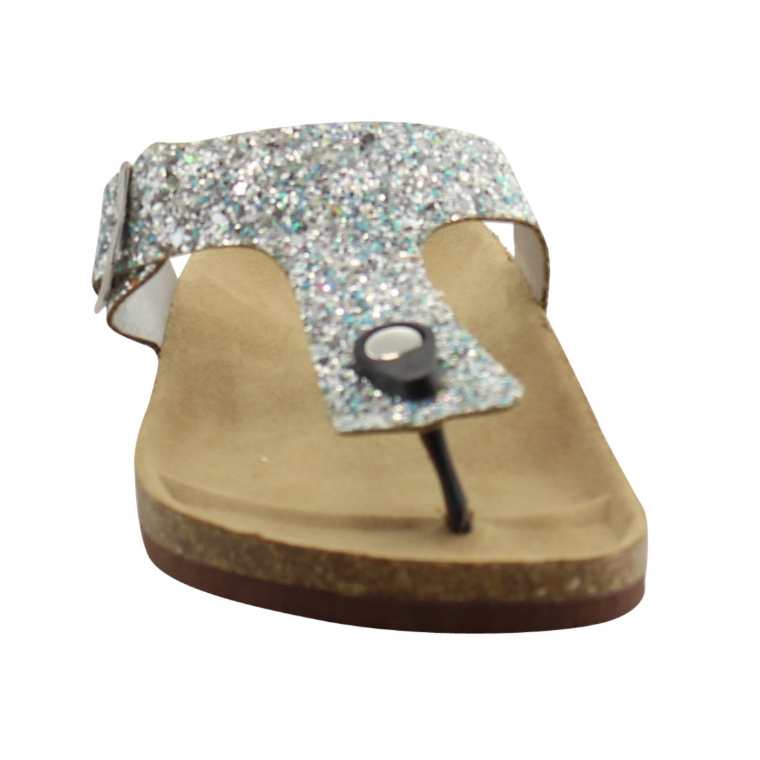 Forever FR20 Women's Glitter Thong Slide Flip Flop Sandals, Color:Silver, Size:7.5 - Image 3
