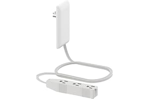 LIDER Flat-Face Outlet Extender with 3 Receptacles, Ultra-Thin Wall Plate Plug with Cord Extender and 3-Outlet Power Strip, 3ft Cord, LWE3-315-W, ETL-Listed, White