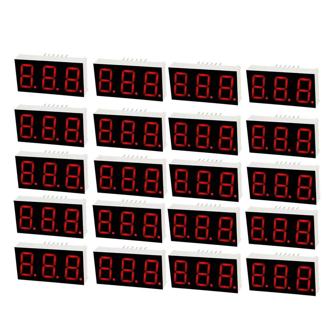 sourcing map Common Cathode 12 Pin 3 Bit 7 Segment 1.48 x 0.75 x 0.31 Inch 0.55" Red LED Display Digital Tube 20pcs