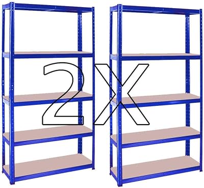 TAHA Heavy Duty 5 Tier Storage Racking Shelving Boltless 1500x700x300mm Blue