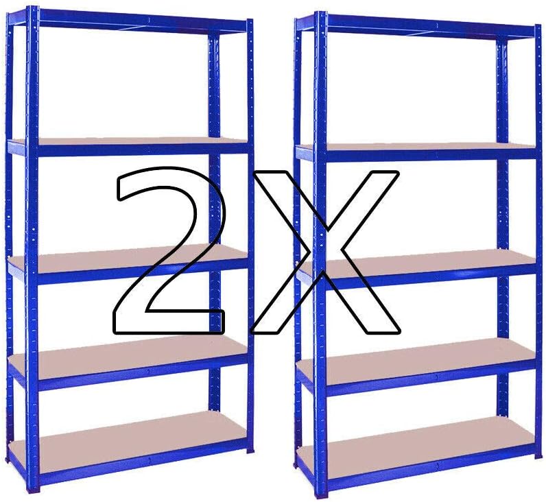 TAHA Heavy Duty 5 Tier Storage Racking Shelving Boltless 1500x700x300mm Blue